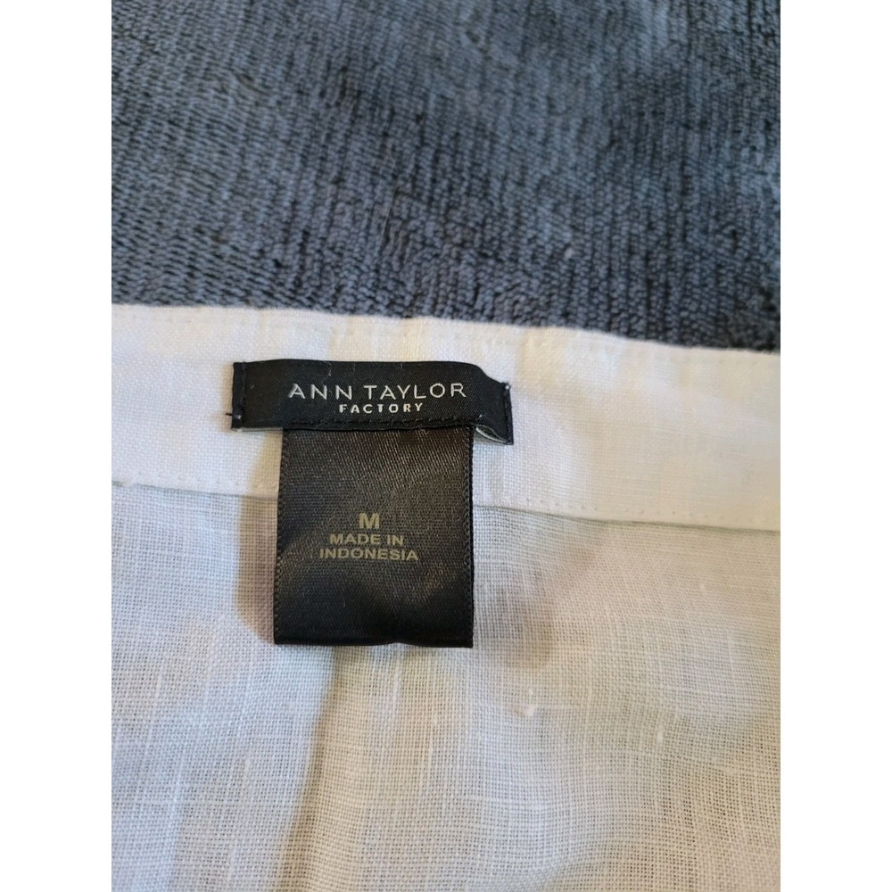 2 Ann Taylor Factory Linen Off Shoulder Tops White Top And Navy Top Sz Medium - Picture 11 of 13